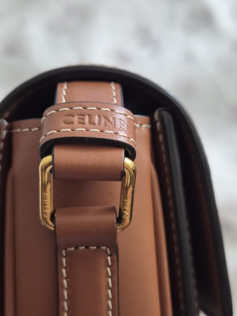 Celine Teen Triomphe Canvas Shoulder Bag with Tan Leather Trim - Picture 8 of 16